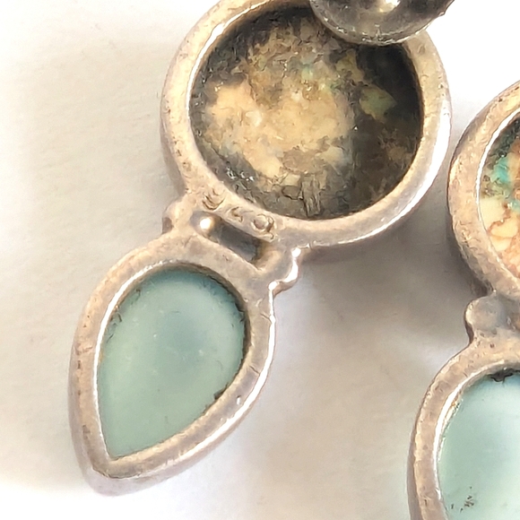taxco Semi Precious Stone Earrings ๐ Sterling Silver .925 VINTAGE Mexico - Picture 4 of 11
